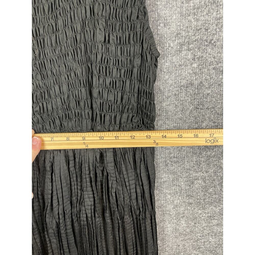 Ventage NAQUI Crushed and Smocked Black Knee Length Dress Jewel Neck L - Picture 4 of 12